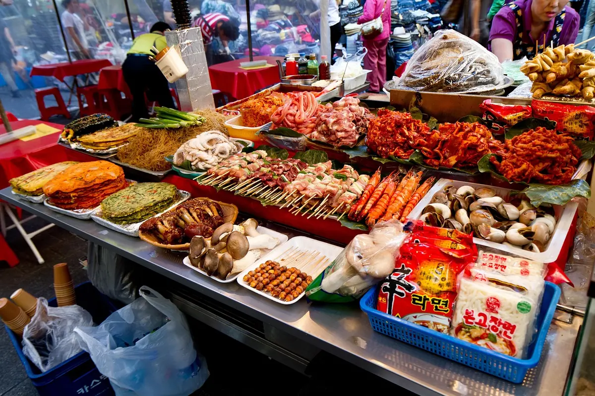 Street food stall in a Korean market